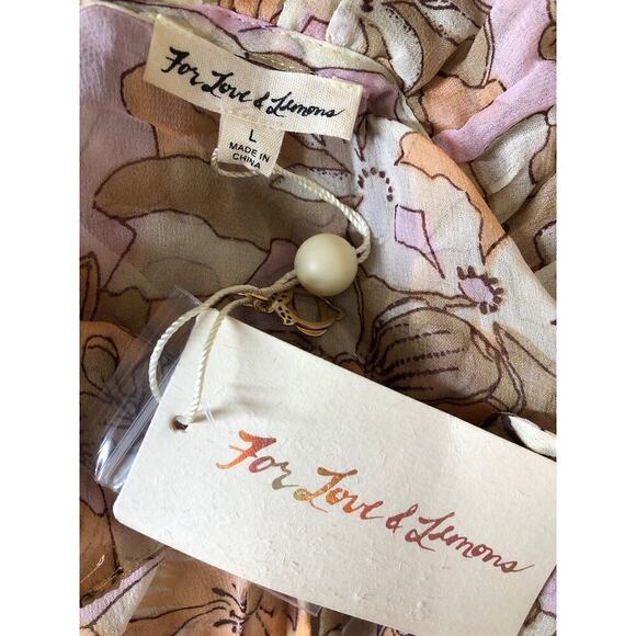 For Love and Lemons Mauritza Dress Sheer Floral Print Bell Sleeve Mini NWT Large - Picture 6 of 9